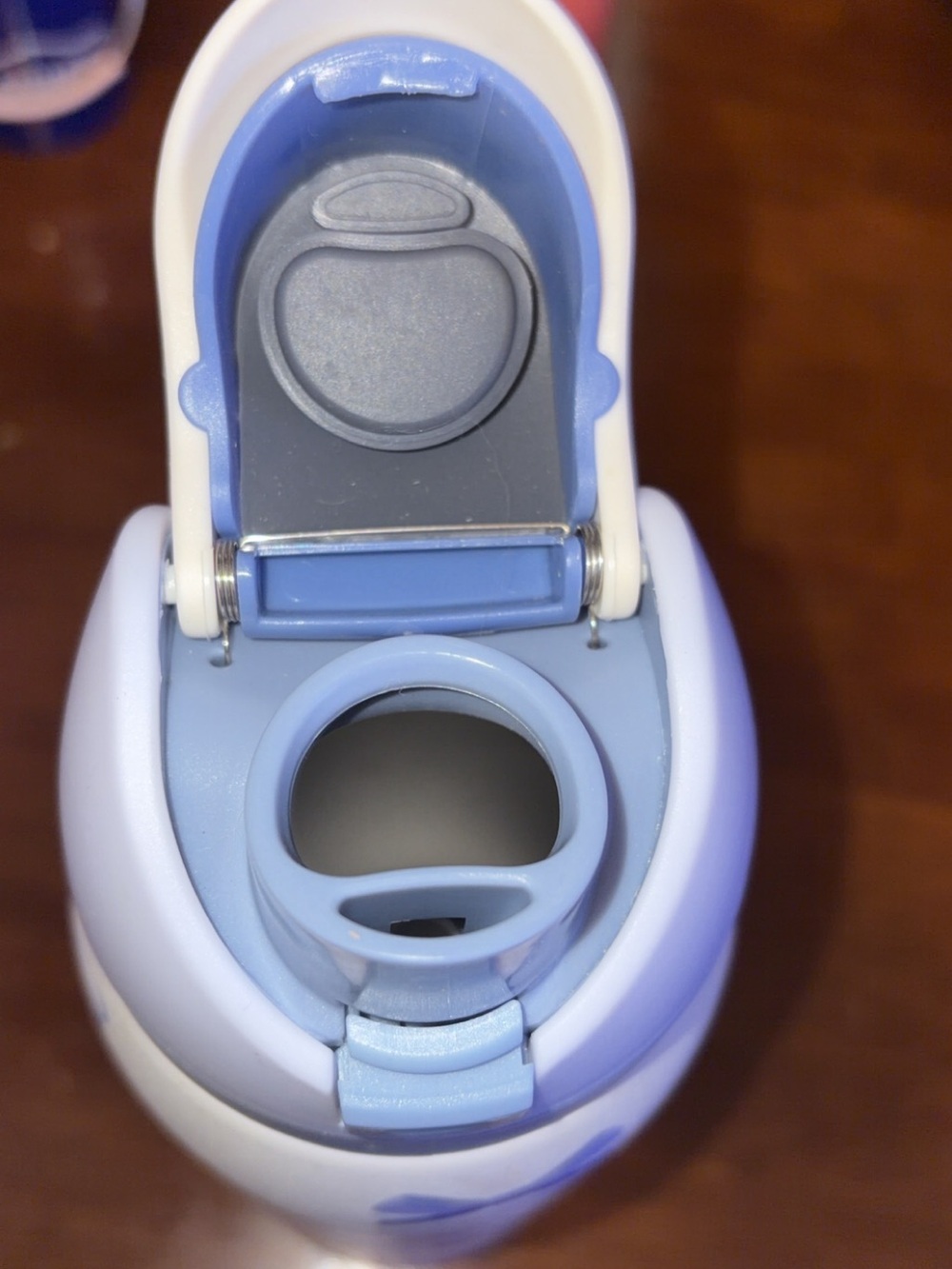 Blue and White Flip-Top Water Bottle